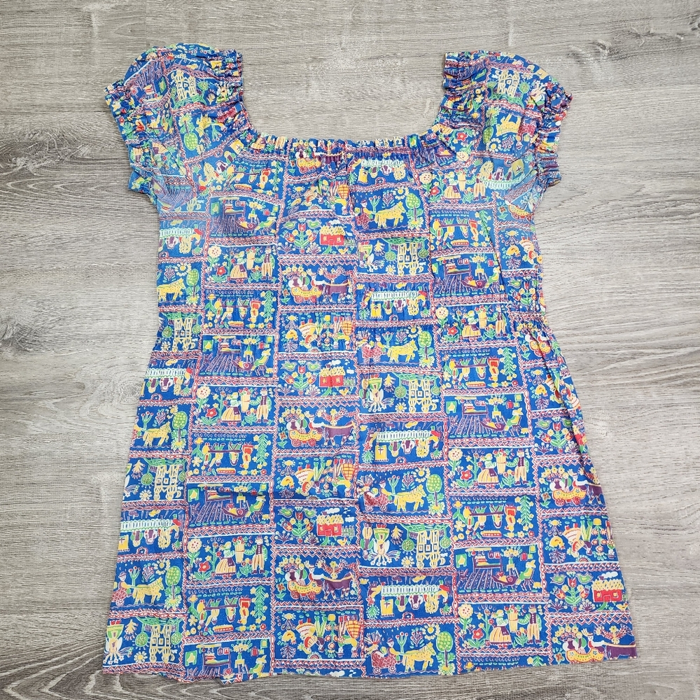 VINTAGE Dress Colorful Fabric